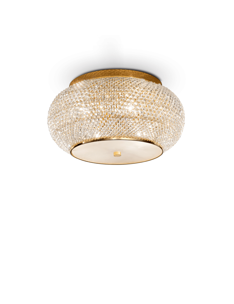 IDEAL LUX: Pasha oro lampada soffitto elegante diffusore perle di cristallo 6 luci in offerta