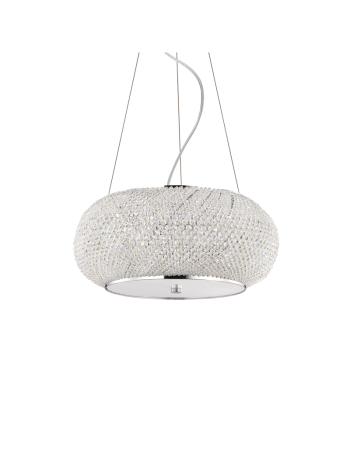 IDEAL LUX: Pasha cromo lampadario elegante diffusore perle di cristallo 6 luci in offerta