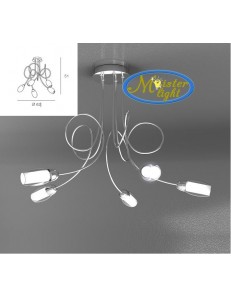 TOP LIGHT: Feeling plafoniera lampada cromo 5 luci vetro bianco in offerta