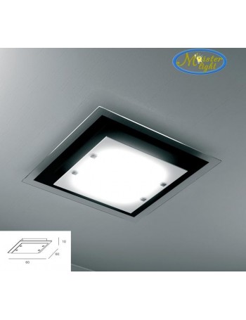 TOP LIGHT: Tray plafoniera grande nera in vetro extrachiaro montatura metallo in offerta