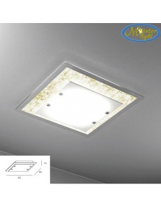 TOP LIGHT: Tray foglia oro plafoniera grande soffitto in vetro extrachiaro montatura metallo in