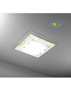 TOP LIGHT: Tray foglia oro plafoniera grande soffitto in vetro extrachiaro montatura metallo in 2