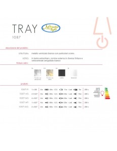 TOP LIGHT: Tray bianca plafoniera media soffitto in vetro extrachiaro montatura metallo in offerta 2