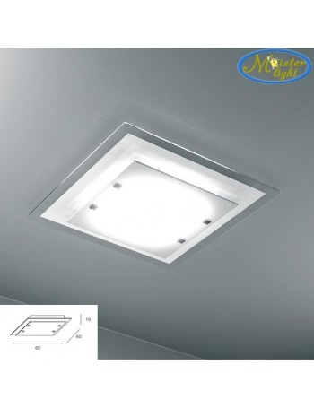 TOP LIGHT: Tray plafoniera soffitto grande in vetro extrachiaro montatura metallo bianca in offerta