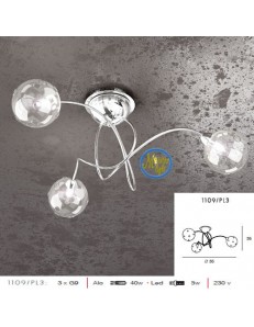 TOP LIGHT: Super ball plafoniera in metallo con 3 sfere forate in offerta