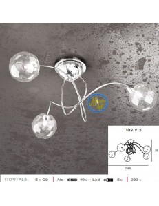 TOP LIGHT: Super ball plafoniera in metallo con 5 sfere forate in offerta