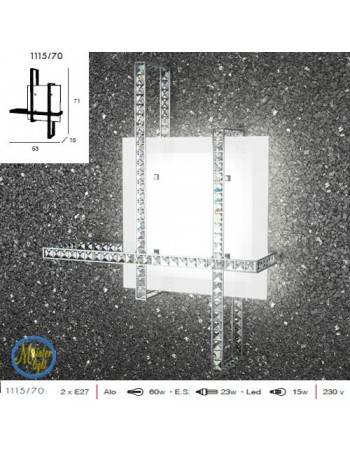 TOP LIGHT: String applique plafoniera bianco vetro satinato strisce di cristallo quadrato molato in