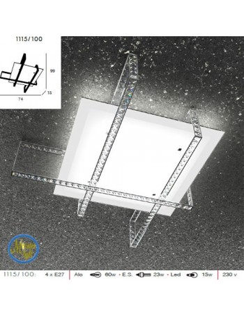 TOP LIGHT: String plafoniera in metallo vetro satinato strisce di cristallo quadrato molato in