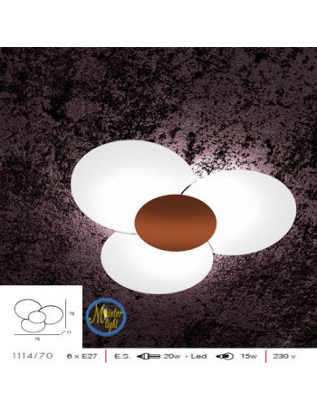 TOP LIGHT: Clover plafoniera applique effetto fiore vetro serigrafato particolare color corten in