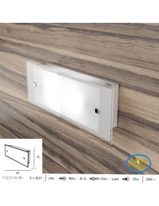 TOP LIGHT: Brick applique vetro bianco satinato bordo trasparente 42cm in offerta