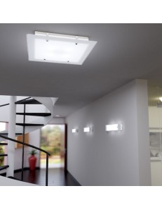 TOP LIGHT: Brick plafoniera design vetro satinato bianco bordo trasparente 25cm in offerta 2