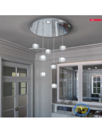 TOP LIGHT: Rubik 6 faretti applique plafoniera con cubo in cristallo sfalsato struttura in metallo