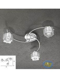 TOP LIGHT: Rubik plafoniera con 3 cubi in cristallo sfalsato trasparente struttura in metallo in