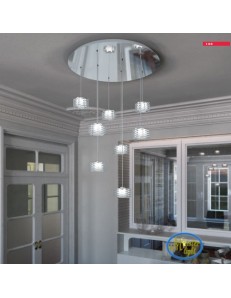 TOP LIGHT: Rubik plafoniera con 3 cubi in cristallo sfalsato trasparente struttura in metallo in 2