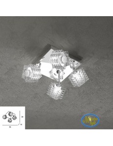 TOP LIGHT: Rubik plafoniera con 4 cubi in cristallo sfalsato trasparente struttura in metallo in