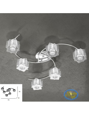 TOP LIGHT: Rubik plafoniera con 6 cubi in cristallo sfalsato trasparente struttura in metallo in