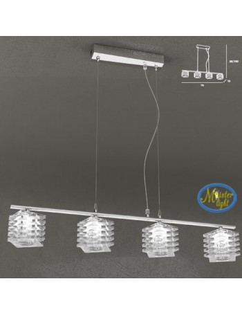 TOP LIGHT: Rubik sospensione 4 cubi in cristallo sfalsato trasparente struttura in metallo in