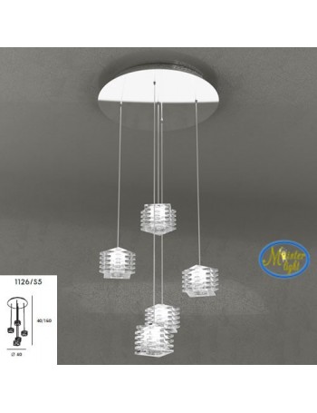 TOP LIGHT: Rubik sospensione 5 cubi in cristallo sfalsato trasparente struttura in metallo in