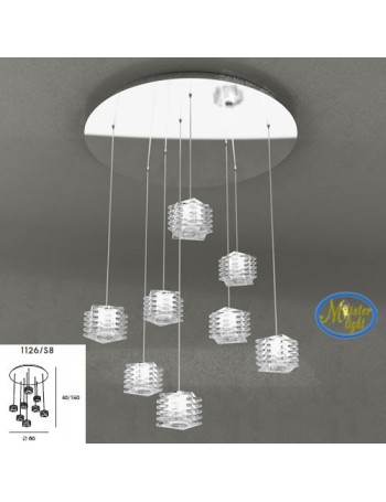 TOP LIGHT: Rubik sospensione 8 cubi in cristallo sfalsato trasparente struttura in metallo in