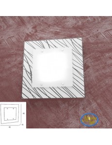 TOP LIGHT: Scraps plafoniera metallo bianco e cromo vetro satinato e serigrafato decoro nero 45cm