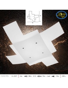 TOP LIGHT: Tetris plafoniera vetro bianco serigrafato particolari cromati 95cm in offerta