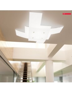 TOP LIGHT: Tetris plafoniera vetro bianco serigrafato particolari cromati 95cm in offerta 2