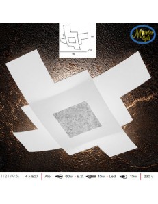 TOP LIGHT: Tetris color plafoniera vetro bianco serigrafato particolari argento 95cm in offerta