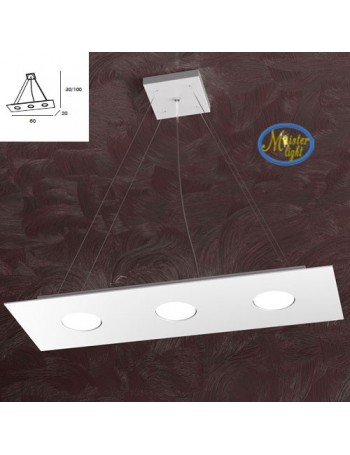 TOP LIGHT: Area sospensione rettangolare retroilluminata in metallo bianco 60x20cm in offerta