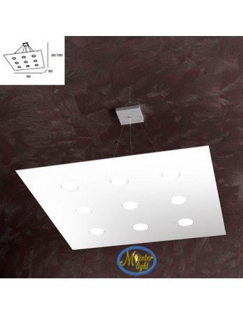 TOP LIGHT: Area sospensione in metallo quadrata + 3 luci bianco 80x80cm in offerta