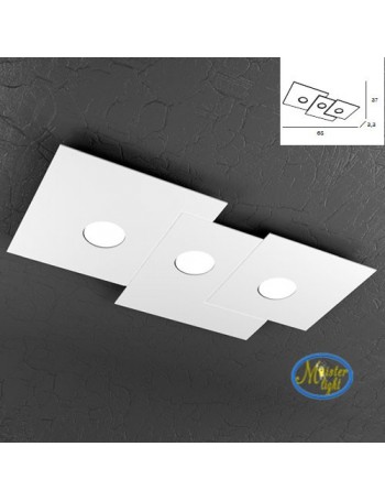 TOP LIGHT: Plate applique quadrati in metallo sfalsati bianco 65x37cm in offerta