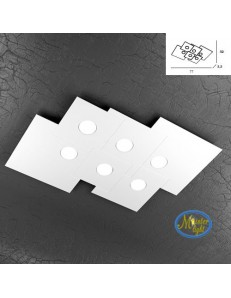 TOP LIGHT: Plate plafoniera quadrati in metallo sfalsati bianco 77x59cm in offerta