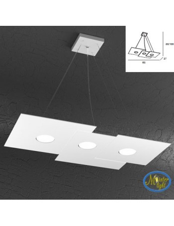 TOP LIGHT: Plate sospensione quadrati in metallo sfalsati bianco 65x37cm in offerta