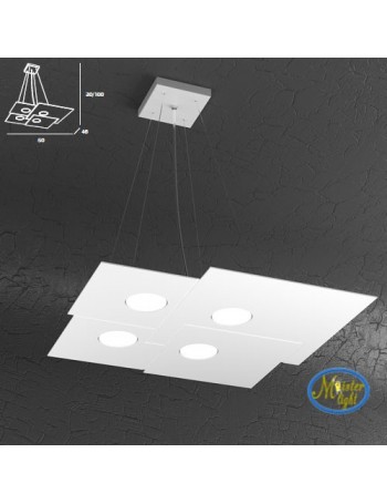 TOP LIGHT: Plate sospensione quadrati in metallo sfalsati bianco + 2 luci 50x46cm in offerta