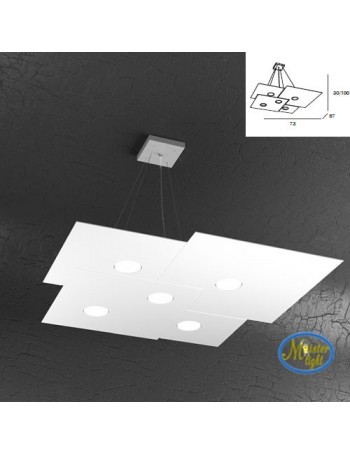 TOP LIGHT: Plate sospensione quadrati in metallo sfalsati bianco 73x67cm in offerta