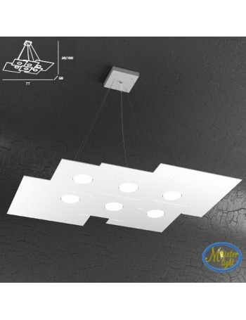 TOP LIGHT: Plate sospensione quadrati in metallo sfalsati bianco 77x59cm in offerta