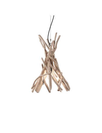 IDEAL LUX: Driftwood sp1 sospensione legno naturale paralume tessuto canvas in offerta