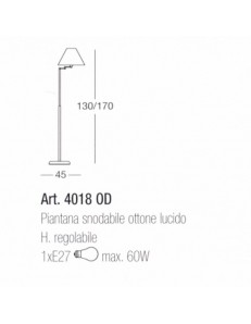 PERENZ: Lampada da terra snodabile ottone lucido con paralume in pvc in offerta 2
