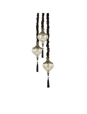IDEAL LUX PRONTA CONSEGNA: Harem sp3 plafoniera con 3 pendenti ambra e brunito lampada in offerta