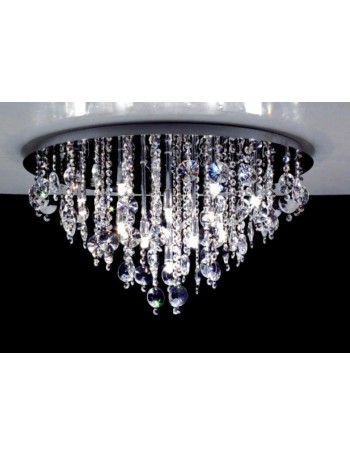 : Plafoniera rotonda cristallo 9 luci gocce e pendenti 45cm in offerta