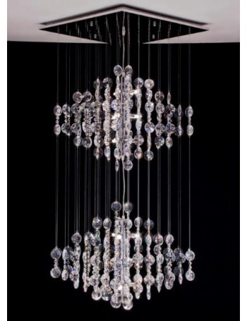 : Plafoniera doppio rombo cristallo 18 luci gocce e pendenti rotondo 55x55cm in offerta