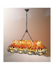 PERENZ: Tiffany t665s lampadario a sospensione decorato gocce rosse e libellule in offerta