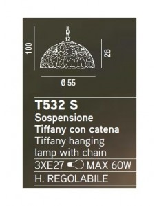 PERENZ: Lampada a sospensione realizzata in vetri tiffany con catena in offerta 2