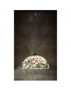 PERENZ: Tiffany t614s lampada a sospensione con fiori rosa ambra con catena in offerta