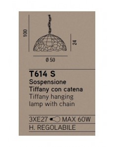 PERENZ: Tiffany t614s lampada a sospensione con fiori rosa ambra con catena in offerta 2