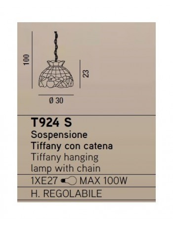 PERENZ: Tiffany t924s lampadario decorato con frutta colorata mela uva in offerta
