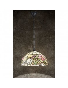 PERENZ: Tiffany t616s lampada a sospensione ambra con fiori rosa con catena in offerta