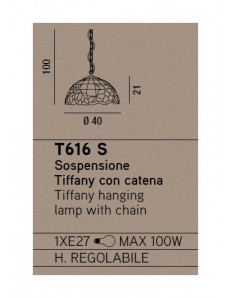 PERENZ: Tiffany t616s lampada a sospensione ambra con fiori rosa con catena in offerta 2