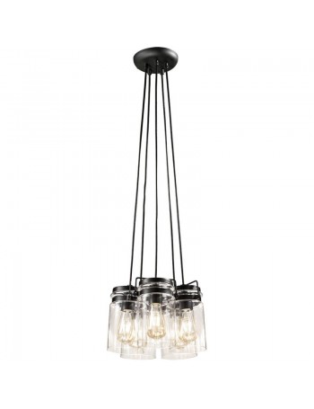 PERENZ: Lampada a sospensione 5 luci nero vintage classico trasparente in offerta