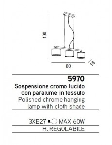 PERENZ: Sospensione con 3 luci con montatura in cromo lucido e paralumi in tessuto in offerta 2