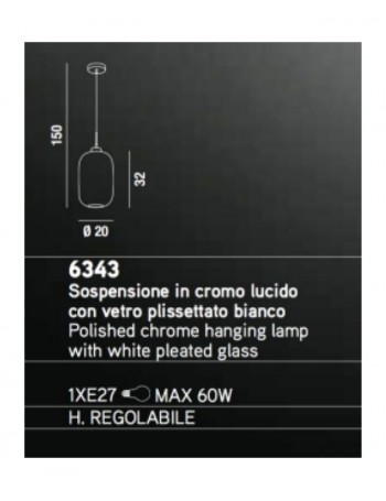 PERENZ: Lampada a sospensione cromo lucido paralume in vetro plissettato bianco 20cm in offerta PERENZ: Lampada a sospensione cromo lucido paralume in vetro plissettato bianco 20cm in offerta